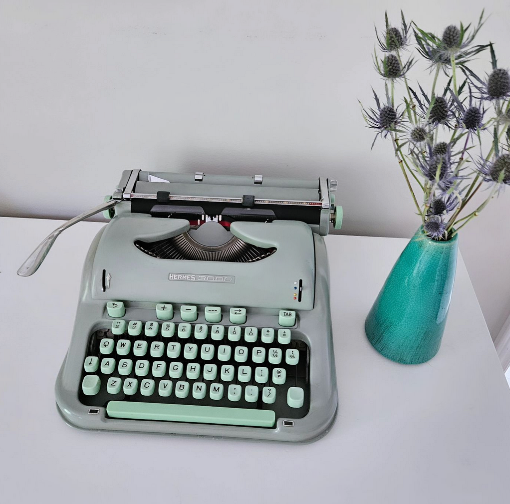 Hermes 3000 vintage typewriter with case and manual, serviced